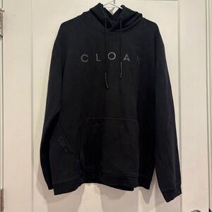Cloak Brand Mens XXL Black Tonal Logo Hoodie Hidden In Plain Sight Streetwear